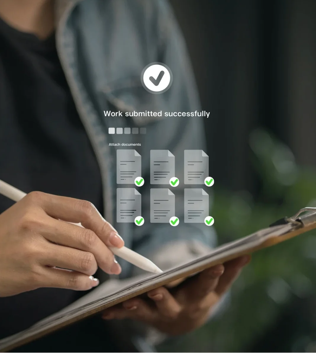 Digital document submission confirmation on tablet
